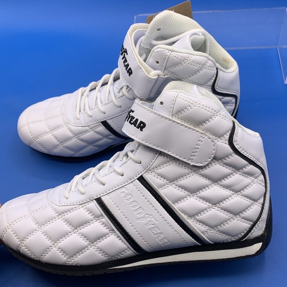 Goodyear Men\'s Clutch Strap White Lace Up Racing Shoes - Size US 7.5